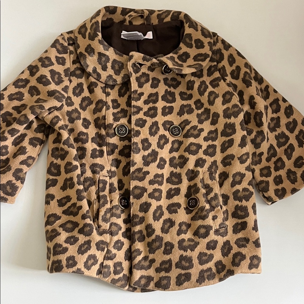 Janie and Jack Brown Leopard Print Pea Coat